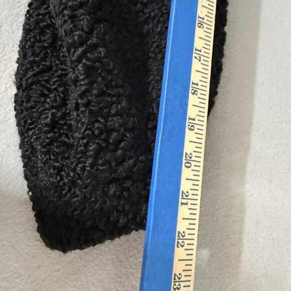 Vintage Curly Lamb, Long Women's Coat Barrel Button Closures, Black Fur, Elegant - Picture 15 of 16